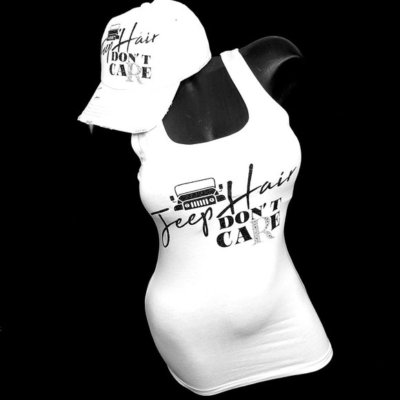 Jeep Hair Don't Care White Distressed Cap with Swarovski Crystals. - Picture 5 of 11